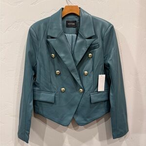 Sky Blue Vegan Leather Jacket